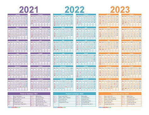 Free Printable 2021 And 2022 And 2023 Calendar Word Pdf