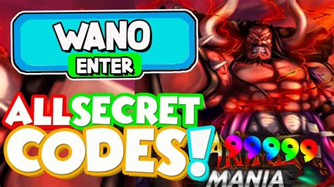 All New Secret Wano Update Codes In Anime Mania Codes Roblox Anime