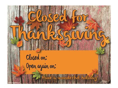 Closed For Thanksgiving 01a Window Signs Holidays Thanksgiving Holiday