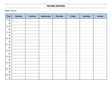 blank revision timetable template awesome 7 day week