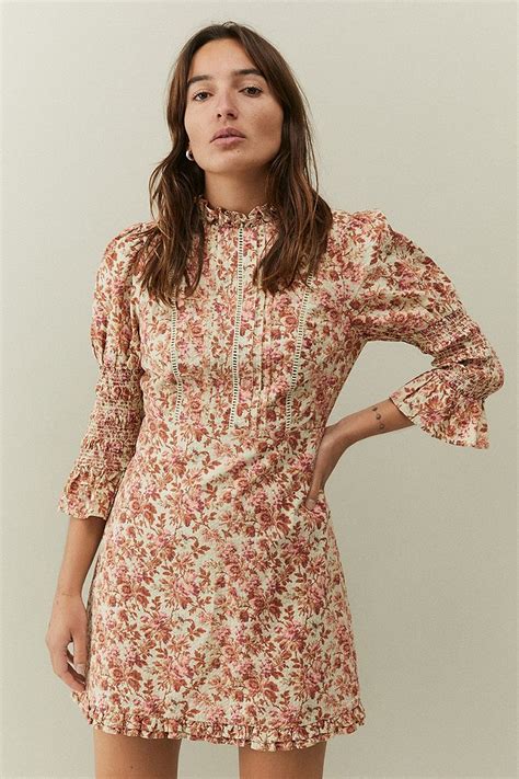 Uo Maisie Pink Floral Babydoll Mini Dress Urban Outfitters Uk