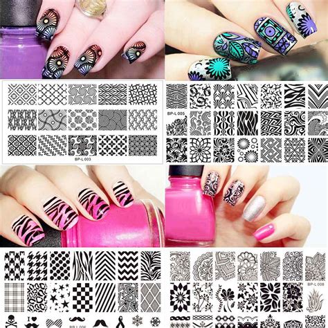 Rectangle Nail Stamping Plates Template Beautiful Design Manicure Nail
