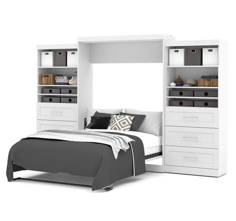 Pur Queen Murphy Bed And 2 Storage Units With Drawers 136 Bestar