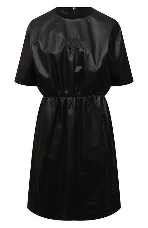 Женское черное кожаное платье Prada — купить в интернет магазине ЦУМ