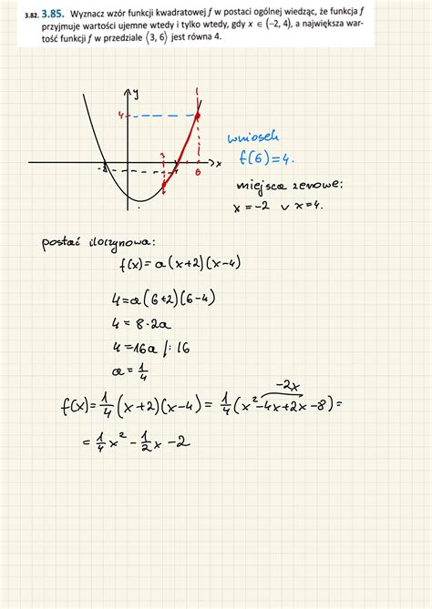 Wyznacz Wzór Funkcji Kwadratowej F Wiedząc że - Powtórka przed maturą - matematyka zadania: 3.85 Wyznacz wzór funkcji
