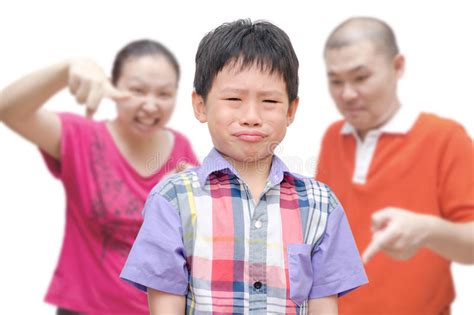 Boy Crying While Parents Scold Him Stock Image Image Of