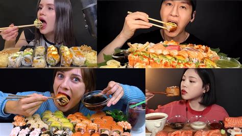 Mukbangers Eating Delicious Sushi Platter 🍣🤤 Youtube