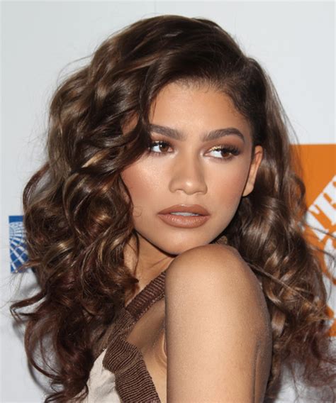 Zendaya Coleman Long Curly Formal Hairstyle Brunette Hair Color