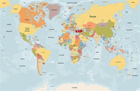 Türkçe Dünya Haritası Duvar Kağıdı Harita 125 227 97 TL KDV