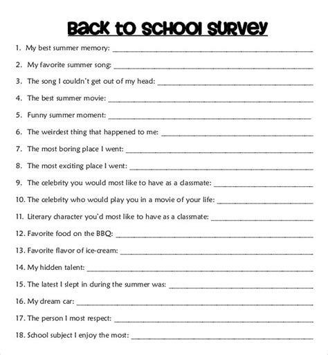 Free 14 Student Survey Templates In Pdf Ms Word