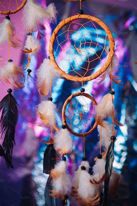 Dream Catcher On The Bright Multicolored Background High Quality Arts