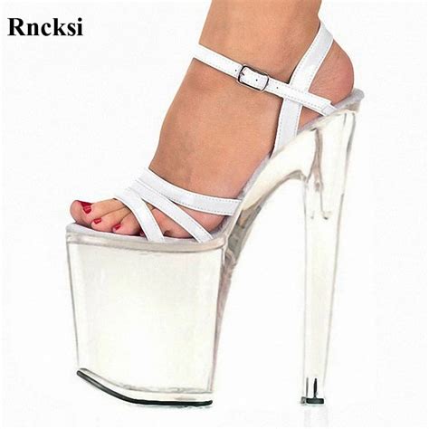 Rncksi New 20cm Fashion Sexy Transparent Sandals Set Auger Chain Ultra