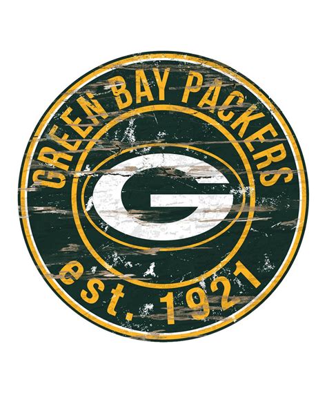 This Green Bay Packers Distressed Round Wall Sign By Fan Creations Is