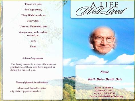 Publisher Funeral Program Template Free Of Word Obituary Template Cool