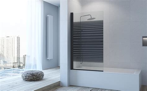 Aquabatos Duschwand Badewanne Schwarz Ohne Bohren 80 X 140 Cm Badewannenaufsatz 1 Teilig Mit