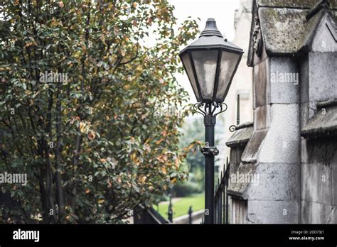 Old Fashioned Retro Lamp Post Light In London Showing Architectural