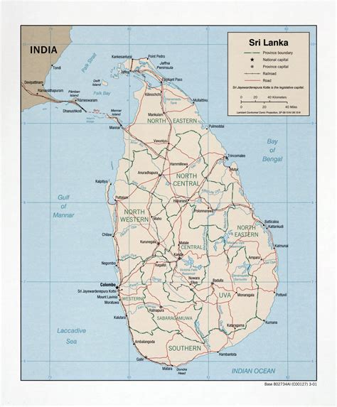 Grande detallado mapa político y administrativo de Sri Lanka con
