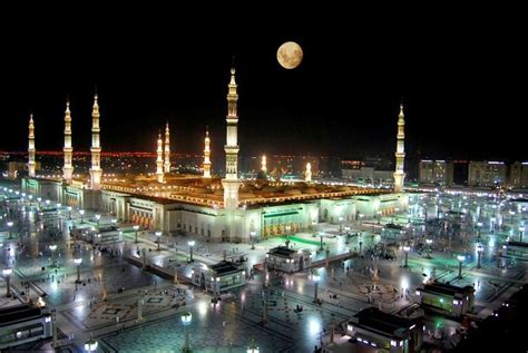Masjid Nabvi Night Full Moon Planetearth Pinterest