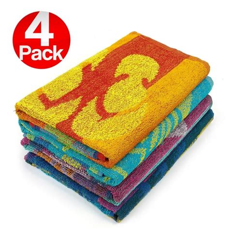 Kaufman 4 Pack Terry Beach And Pool Towel Of Assorted Colors 30in X