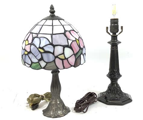 Lot 2 Art Nouveau Style Stained Glass Table Lamps