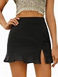 Buy Women Split Ruffle Hem Skirt (30, Black) at Amazon.in