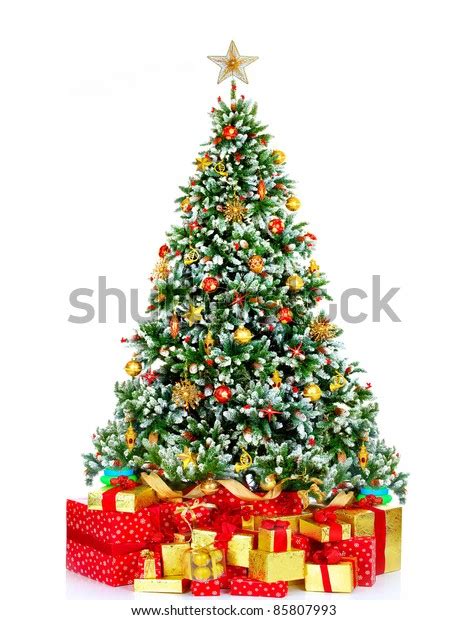 Christmas Tree Presents Over White Background Stock Photo Edit Now