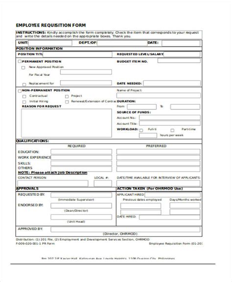 Employee Requisition Form Template Doctemplates Hot Sex Picture