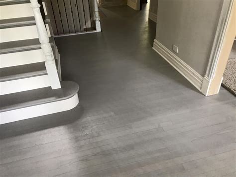 Hinsdale Gray Color Hardwood Floor And Stairs Final Look