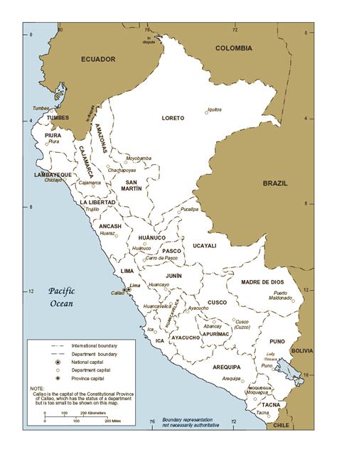 Mapa Político Y Administrativo De Perú Con Principales Ciudades Perú