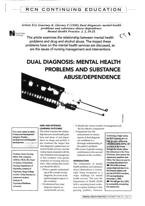 Many factors contribute to mental health problems, including: (PDF) Dual diagnosis: mental health problems and substance ...