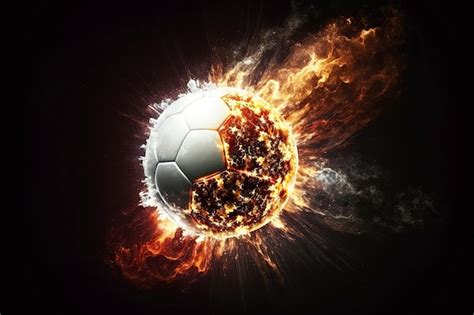 Premium Ai Image Fast Flying Burning Soccer Ball On Fire With Sparks