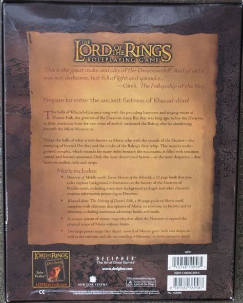 Lord Of The Rings Moria Role Playing Game Box Set