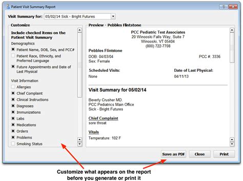 Patient Visit Summary Report Pcc Learn