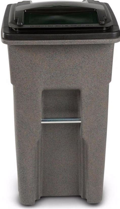 32 Gal Wheeled Graystone Finish Trash Can Outdoor Garbage Waste