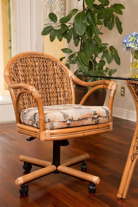 Panama Tilt Swivel Caster Chair Antique Honey Finish Alexander