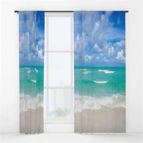 Miami Ocean Window Curtain Blackout Curtain Sheer Curtain Coastal
