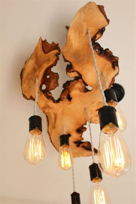 Wood Slab Light Fixture Edison Bulb Chandelier Edison Lampe Rustic