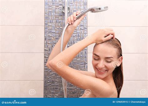 Beautiful Young Woman Taking Shower Stock Image Image Of Girl Hair