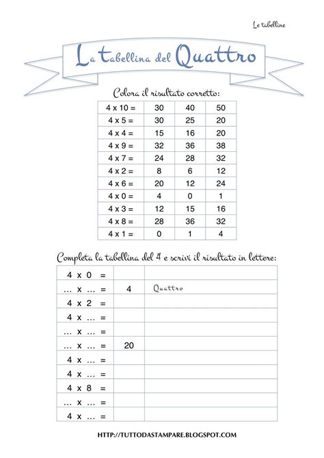 Tabellina del 2 tabellina del 3 tabellina del 4. Le Tabelline - Tutto da Stampare