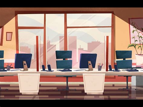 Office Office Cartoon Interior Illustration Animation Background