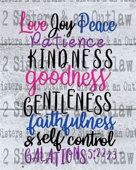 Love Joy Peace Patience Kindness Goodness Gentleness Etsy