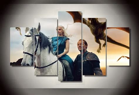 5 Piece Canvas Game Of Thrones Poster Canvas Horse Picture Painting