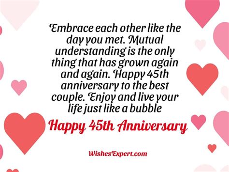 25 Best Happy 45th Anniversary Wishes
