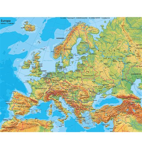 Europa Karte Physisch Europakarte A Physische 1 4 300 000 Commee