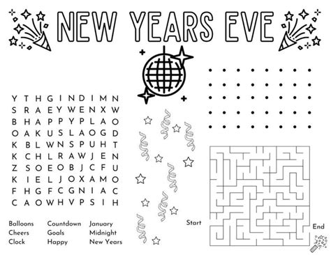 Fun New Years Eve Activity Page Free Printable Easy Activity For Kids