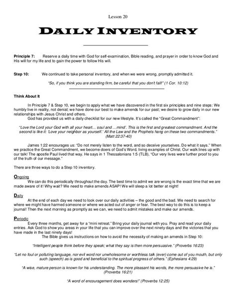 Celebrate Recovery Step 4 Inventory Worksheet