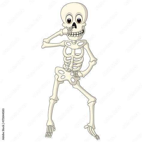 Cartoon Funny Human Skeleton Dancing Stock Vector Adobe Stock