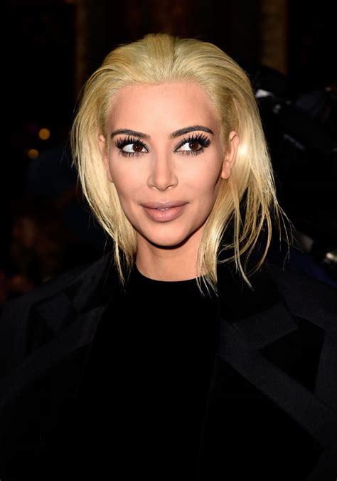 The reality tv star and wife of kanye west stepped out at paris fashion week sporting a platinum blonde hairdo. Kim Kardashian Platinum Blonde Hair - Balmain Fashion Show ...