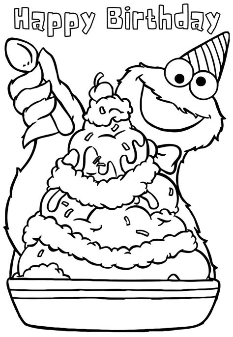 3 Delicious Cookie Monster Birthday Coloring Pages And Cards Free