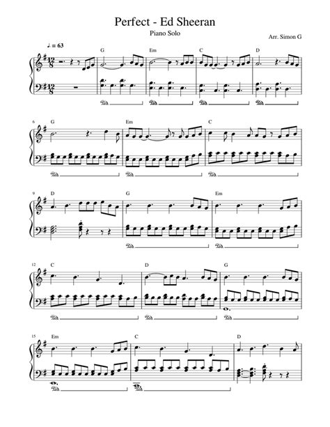 C g d em when you said you looked a mess, i whispered underneath my breath c g d g but you heard it, darling you look perfect tonight. Perfect Ed Sheeran Sheet music for Piano (Solo ...
